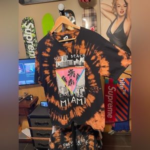 Surf style Miami vice custom reverse dye shirt men’s XL